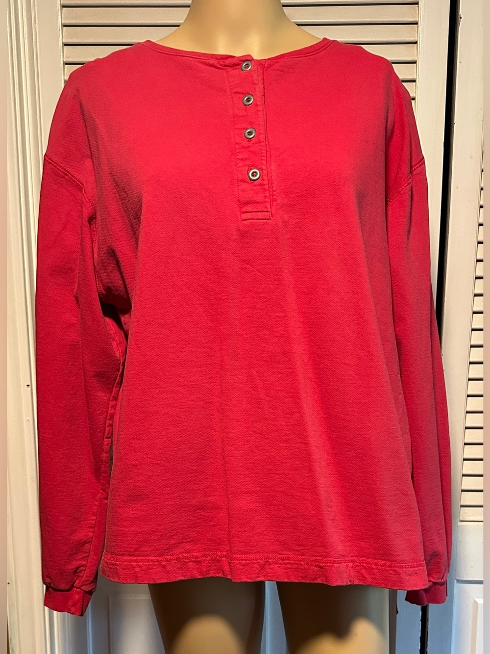 L. L. Bean Fleece Long Sleeved Top 1/4 Button Top Rise Women’s Large